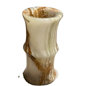 Florero de bambú de ónix, florero de mármol de ónix, florero antiguo para decoración del hogar - Product Image 1
