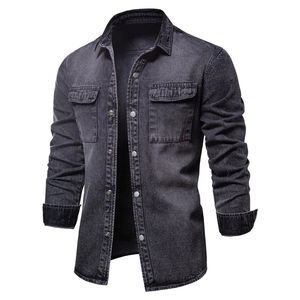 Veste en jean décontractée confortable pour homme, imperméable, coupe-vent, réversible, écologique, polyvalente, pour les activités de plein air en hiver - Product Image 1