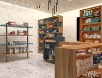 Panier de pharmacie en plastique de bonne qualité crochet pour la vente magasin en bois métal léger magasin de pharmacie OEM