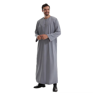 Vêtements décontractés de bonne qualité nouveauté en gros robe musulmane de couleur unie manches longues vêtements islamiques unis Thobes - Product Image 1