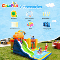 Cocofish Combo Toboggan Aquatique Gonflable et Château Gonflable pour Enfants, en Oxford, avec Piscine, pour Parc Aquatique