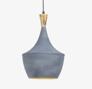 Belle lampe suspendue en métal fini gris de luxe et en bois pour la décoration de la maison - Product Image 1