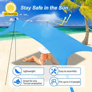 Toldo de Playa Resistente y Personalizado de Nailon de Alta Calidad, Carpa de Playa con Protección Solar UPF 50+ para Acampar - Product Image 4