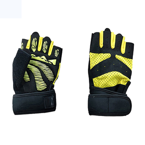 Venta al por mayor logotipo personalizado medio dedo guantes de gimnasio de neopreno transpirable levantamiento de pesas guantes de entrenamiento físico para hombres mujeres ajustable - Product Image 3