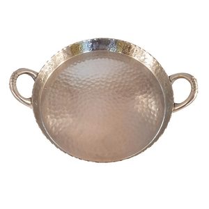 Plateau de service en acier inoxydable vintage fait à la main avec poignée pour les fêtes de mariage plat de service et assiette - Product Image 3