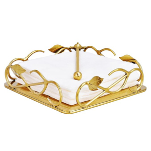 Elegant Vintage Restaurant Napkin Holder Creative Gold Plated Metal Napkin Holder With Ornate Swirl Design For Kitchen Decor - Product Image 2