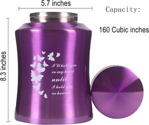 Jusqu'à 160 lb Urnes pour cendres Urnes décoratives papillon adulte adulte pour funérailles (papillon violet 160 pouces cubes) - Product Image 3