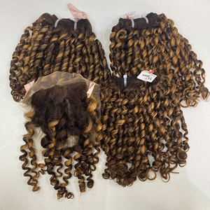 <b>Pixie</b> Curly Piano Color Super Double Drawn Transparent Lace Vietnamese Human Hair - Product Image 5