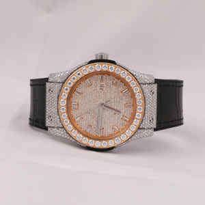 Luxury High Quality Diamond <b>Watch</b> with Stainless Steel Band Moissanite Cut Half Iced Classic Date Roman Features Glass Dial - Product Image 3