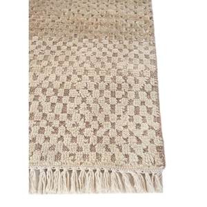 พรมขนสัตว์และไหมถักมือรุ่น Ebsh-5102 ลายเรขาคณิตสีเบจน้ำตาล สำหรับห้องนั่งเล่น ขนาด 9x12 ฟุต เหมาะสำหรับตกแต่งบ้าน - Product Image 4