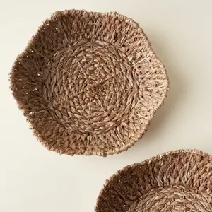 Bol en herbe de mer tressé à la main rustique, panier tissé naturel pour servir, bol pour fruits, rangement - Product Image 5