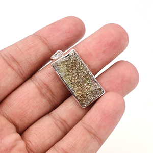 Rectangle Naturel Pyrite Gemstone Pendentif Pendentif En Argent Sterling 925 Pendentif À La Mode Unique Pour Femmes, Hommes. - Product Image 4