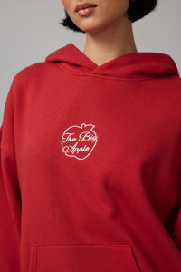 เสื้อฮู้ดดี้ & เสื้อกันหนาวสำหรับผู้หญิงโลโก้ DTF สีแดงเสื้อฮู้ดโอเวอร์ไซส์500gsm แบบกำหนดเอง - Product Image 4