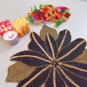 Beaded <b>Placemat</b> Handmade <b>Round</b> Charger for Luxury Dining & Holiday Decor Unique Piece Handmade Beaded, <b>Placemat</b>, Housewarming - Product Image 5