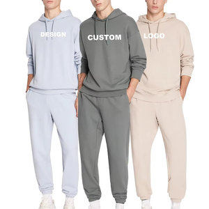 Mens Hoodies and <b>Sweatpants</b> <b>Set</b> 100% Cotton Heavyweight Blank Tracksuit Unisex High Quality Sweatsuit for Custom logo - Product Image 1