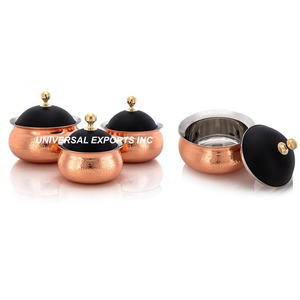 Ensemble de trois casseroles en acier inoxydable de qualité supérieure faites à la main Top Selling New Metal Food Warmer - Product Image 5