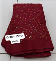 Travail de broderie de travail de miroir de coton faire au matériel de robe de fantaisie