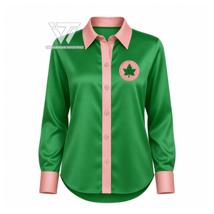 Alpha grec personnalisé |   Kapa |   Chemise en satin brodée à boutons Alpha Sorority, chemisier en soie - Product Image 1