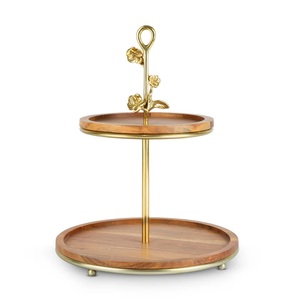 Support à gâteau en bois de manguier de grande taille personnalisable avec plateau en verre, couleur et taille du plateau personnalisées - Product Image 6