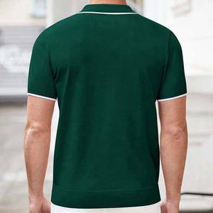 Men <b>Polo</b> Collar Zipper <b>Neck</b> T <b>Shirt</b> Half Sleeve Summer 2025 Men's Collection Cotton Plus Size Solid Pattern Different Color - Product Image 3