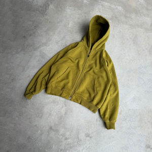 Custom <b>Yourself</b> Casual Soft Comfortable Plain Blank Acid Washed Vintage 100% Cotton Zip up Hoodie for Men - Product Image 3