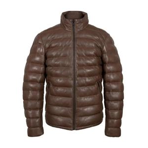 Veste en cuir d'agneau véritable matelassée pour homme de haute qualité - Product Image 1