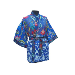 Robe Kimono Chic et Décontractée pour Femme, 100% Coton Pur, Sans Manches, Col en V, Imprimé Floral Bloc, Écologique, Vente en Gros - Product Image 4