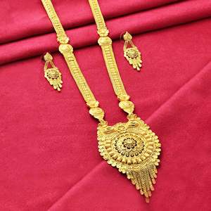 Wholesale 14K 18K 24K Micro <b>Gold</b> Fashion <b>Long</b> Necklaces, Forming <b>Long</b> Necklaces Set, Traditional Floral Design <b>Long</b> Jewelry Set. - Product Image 1