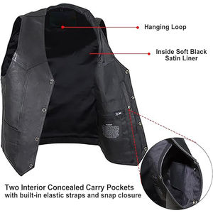 Chaleco de Cuero Genuino sin Mangas para Hombre, Estilo Motociclista, Piel de Vaca y Cordero, Logotipo Personalizado, OEM, Venta al por Mayor, Suministro Directo de Fábrica - Product Image 3