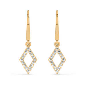 Pendientes geométricos dorados con diamantes cultivados en laboratorio - Product Image 1