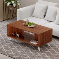 Table basse rectangulaire en bois d'ingénierie Leo, tendance du moment, pour salon et ensemble de canapés