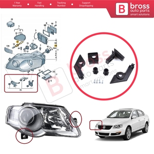 Juego de pestañas de soporte de reparación de montaje de soporte de faro para Passat B6 3C2 3C5 2005-2011 3C0998226 Bross Auto Parts - Product Image 6