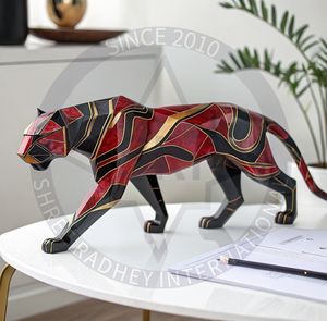 Panthère Art Statue en métal écologique fait à la main pour intérieur d'hôtel Diwali cadeau - Product Image 1