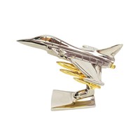 Modèle d'avion de chasse en aluminium argenté, design Art Déco, artisanat métallique de haute qualité, décoration de table pour la maison ou le bureau, objet de collection