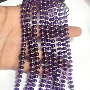 Perles en forme de rondelle simple d'améthyste, perles de rondelle lisse de pierres précieuses naturelles, fournitures de perles en gros - Product Image 5