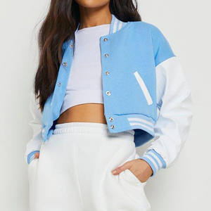 Veste universitaire de haute qualité 2024, corps en laine, manches en cuir véritable, vêtements d'hiver, élégante et élégante, veste universitaire pour femmes - Product Image 6