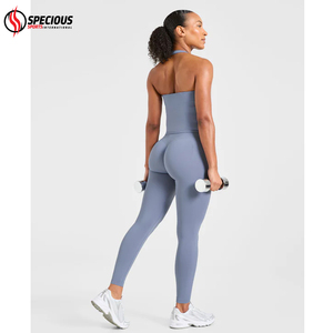 บริการ OEM ผู้ผลิต ราคาดีที่สุด กางเกงโยคะเอวสูงสำหรับผู้หญิง ผ้าสแปนเด็กซ์/โพลีเอสเตอร์ ยืดได้สี่ทิศทาง รับผลิตตามแบบ พร้อมสกรีนโลโก้ - Product Image 5