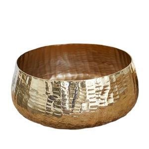 <b>Large</b> Metal Gold Plated with New Hammered Design <b>Candle</b> Bowl High Quality Luxury Wedding Use Table Top <b>Candle</b> Bowl - Product Image 1