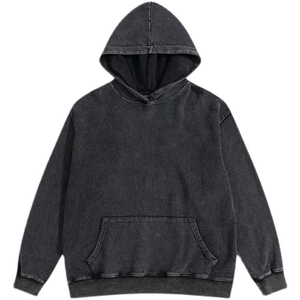 Sweat à capuche lavé à l'acide 100% coton de haute qualité High Street Series Washing old sweat à capuche vintage lavé à la pierre - Product Image 1