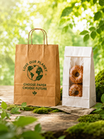 Sac en papier kraft brun de qualité alimentaire imprimé avec logo personnalisé, écologique, biodégradable, pour emballages à emporter, pain, en-cas, sandwichs