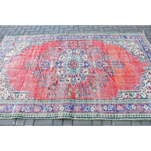 พรมตุรกี 5.4x8.7 ฟุต (164x266 ซม.) ลายดอกไม้สีแดงสไตล์วินเทจ - Product Image 3