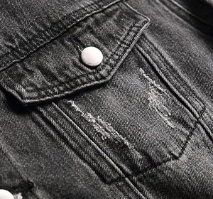 Chaqueta vaquera de manga vaquera de estilo Vintage con cuello levantado bordado Lino Shell tamaños todos los hombres parejas otoño-desgaste al por mayor - Product Image 6