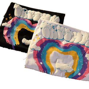 เสื้อยืดคอกลมธรรมดาคอกลมผ้าคอตตอน100% สำหรับผู้ชายเสื้อโอเวอร์ไซส์พิมพ์โลโก้3D สีรุ้งแบบออกแบบได้ตามต้องการ - Product Image 5