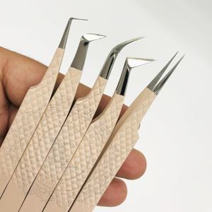 Handmade Sustainable Peach Powder Coating Silver Point <b>Tweezer</b> Customizable Private Label Stainless Steel Eyelash <b>Tweezers</b> - Product Image 3