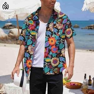 Chemise de plage personnalisée imprimée à fleurs pour hommes, chemise à séchage rapide décontractée boutonnée pour la plage chemises à manches courtes pour hommes - Product Image 2