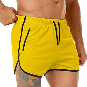Venta caliente Durable Fitness Shorts Easy Wear Transpirable High Street Design con patrón sólido de cintura media - Product Image 5