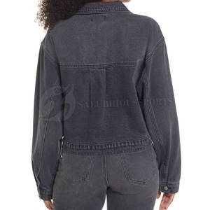 Veste en jean décontractée pour femmes grande taille de bonne qualité, veste en jean pour femmes d'extérieur lavée - Product Image 2