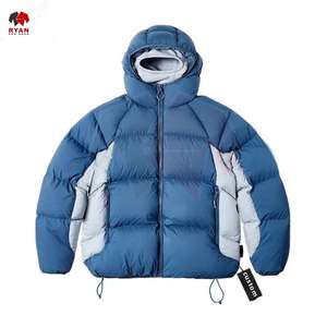 Veste matelassée d'hiver personnalisée pour hommes avec col montant Style décontracté Tissu tissé teint en couleur unie et logo personnalisé - Product Image 1