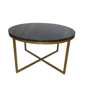 Muebles industriales vintage de alta calidad, tapa de mármol y base de hierro, mesa de centro de forma redonda para uso en el hogar, hotel y cafetería - Product Image 3