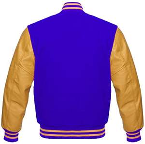 2025 OEM hommes col montant classique bleu Varsity Letterman Baseball College veste avec bande de cuir blanc hiver veste chauffante - Product Image 4